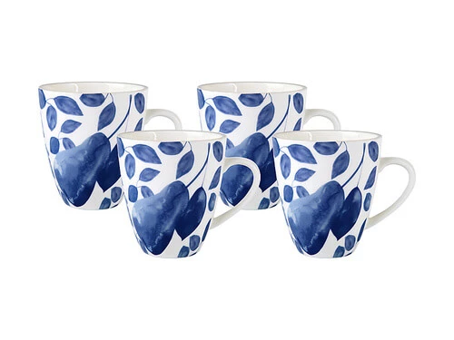 Giverny Coupe Mug Set of 4 350ML Blue Gift Boxed
