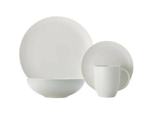 White Basics Diamonds Dinner Set 16 Piece