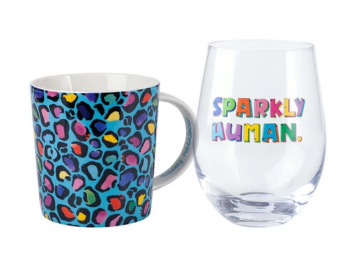 Kasey Rainbow Wild at Heart Mug & Glass Set Wild Blue Gift Boxed