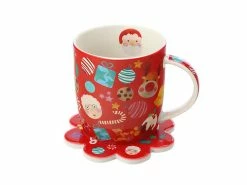 Kasey Rainbow Sparkly Season Mug 350ML & Coaster Set Red Gift Boxed