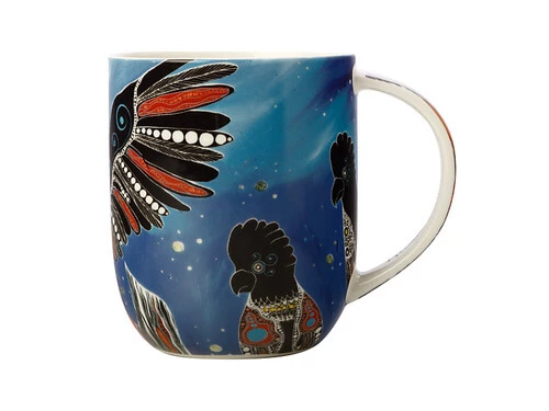 Melanie Hava Jugaig-Bana-Wabu Mug 440ML Black Cockatoos Gift Boxed