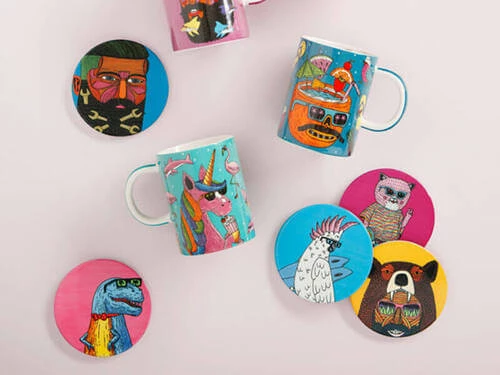 Mulga the Artist Mug 450ML Flamingo Man - Image 2